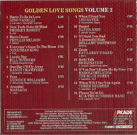 Various : Golden Love Songs Volume 2 (CD, Comp)