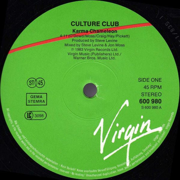 Culture Club : Karma Chameleon (12", Single)