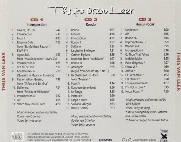 Thijs Van Leer : Meesters Van De Sfeermuziek (3xCD, Comp)