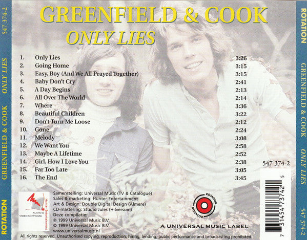 Greenfield & Cook : Only Lies (CD, Comp)