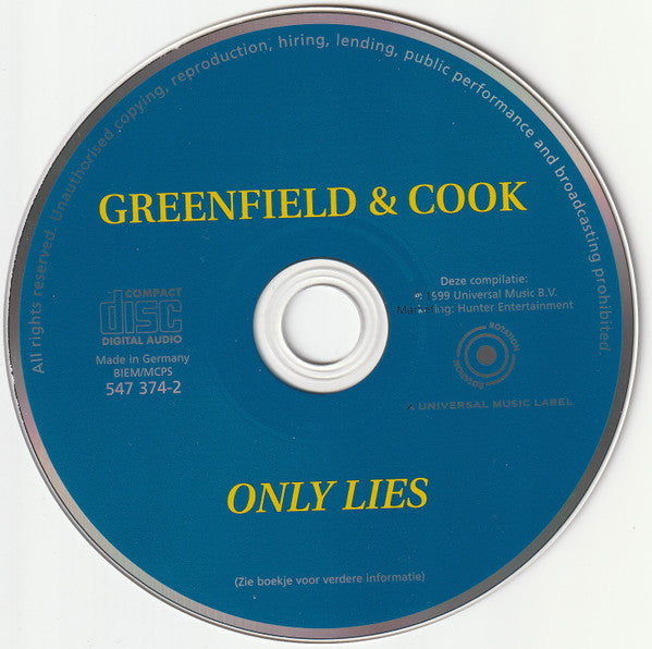 Greenfield & Cook : Only Lies (CD, Comp)