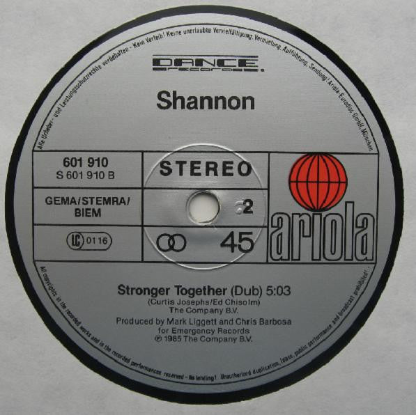 Shannon : Stronger Together (12")
