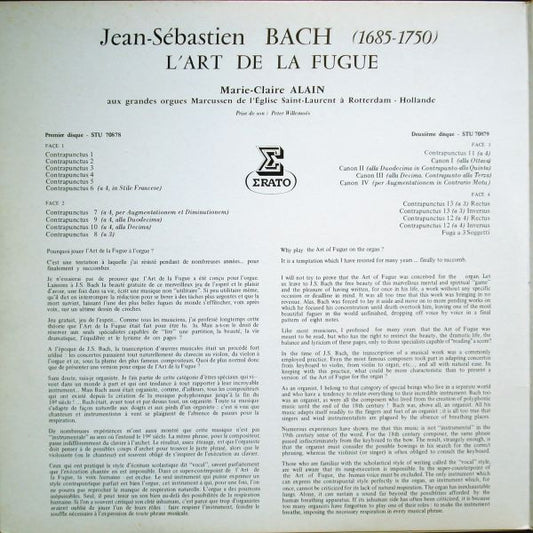 J. S. Bach* - Marie-Claire Alain : L'art De La Fugue (Version Pour Orgue) (2xLP)