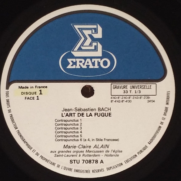J. S. Bach* - Marie-Claire Alain : L'art De La Fugue (Version Pour Orgue) (2xLP)