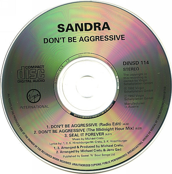 Sandra : Don't Be Aggressive (CD, Maxi, Sil)