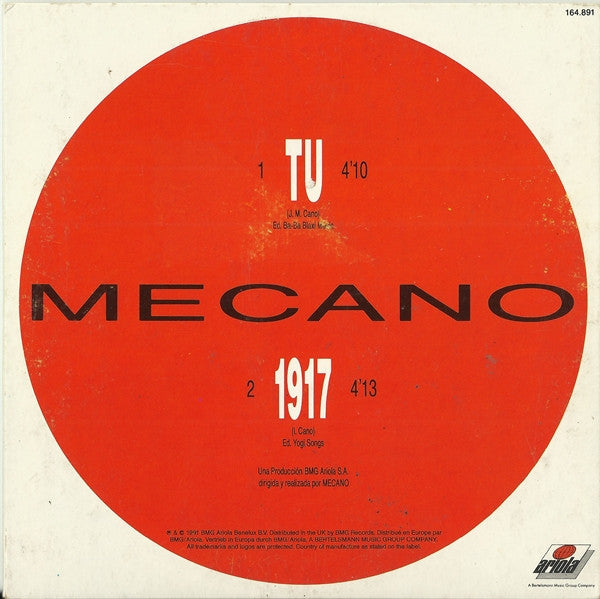 Mecano : Tú (CD, Single, Car)