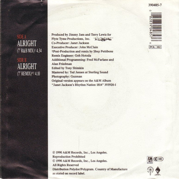 Janet Jackson : Alright (7", Single)