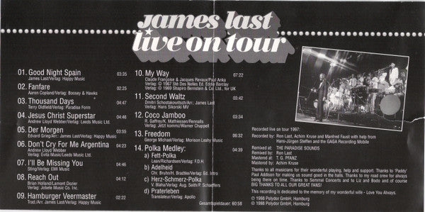 James Last : The Best Of Live On Tour (CD, Album, Comp, RM)