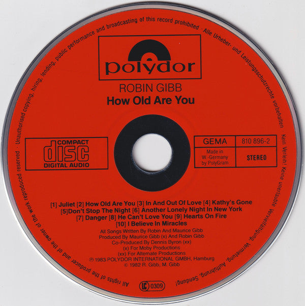Robin Gibb : How Old Are You? (CD, Album, Red)