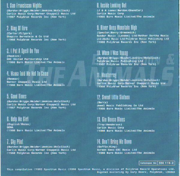 Eric Burdon & The Animals : The Very Best Of Eric Burdon & The Animals (CD, Comp, RE)