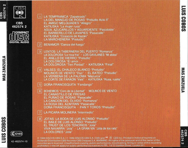 Luis Cobos Dirige The Royal Philharmonic Orchestra : Mas Zarzuela (CD, Album)