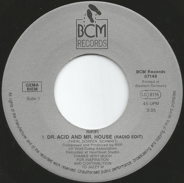 Rififi : Dr. Acid And Mr. House (7", Single)