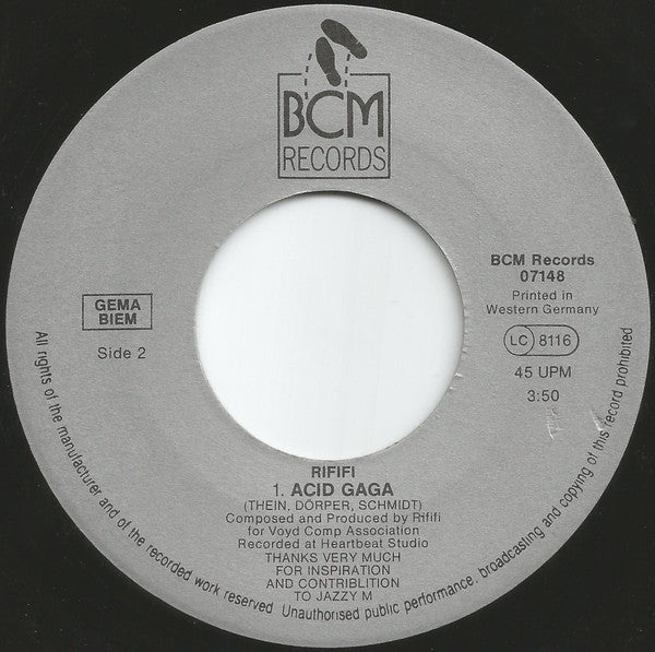 Rififi : Dr. Acid And Mr. House (7", Single)