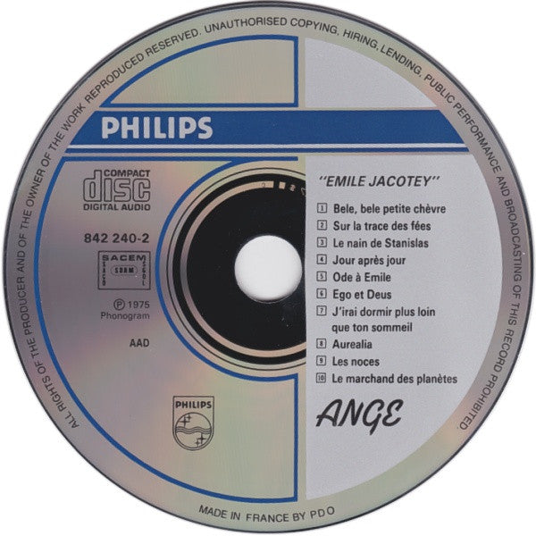 Ange (4) : Emile Jacotey (CD, Album, RE)