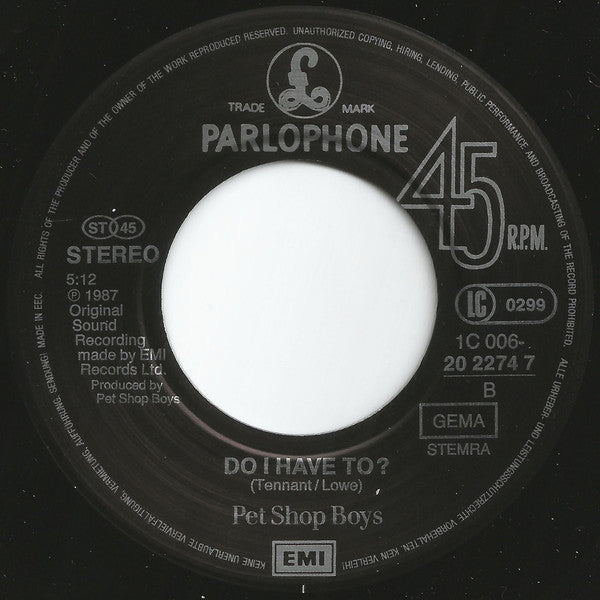 Pet Shop Boys : Always On My Mind (7", Single)