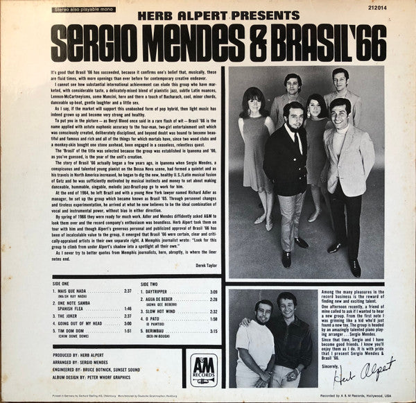 Sérgio Mendes & Brasil '66 : Herb Alpert Presents Sergio Mendes & Brasil '66 (LP, Album, RE, Sta)