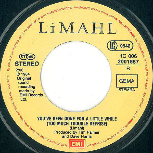 Limahl : Too Much Trouble (7", Single)