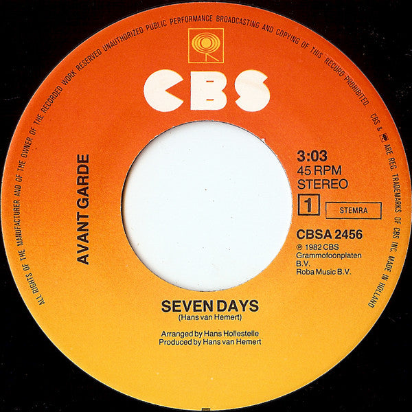 Avant Garde (12) : Seven Days (7", Single)