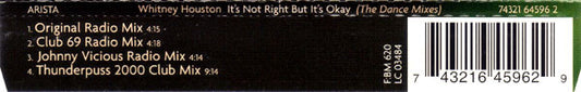 Whitney Houston : It's Not Right But It's Okay (The Dance Mixes) (CD, Maxi)
