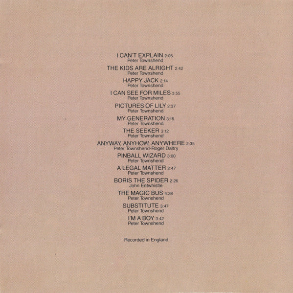 The Who : Meaty Beaty Big And Bouncy (CD, Comp, RE)