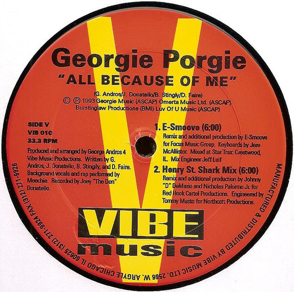 Georgie Porgie : All Because Of Me (New Club Remixes) (12")