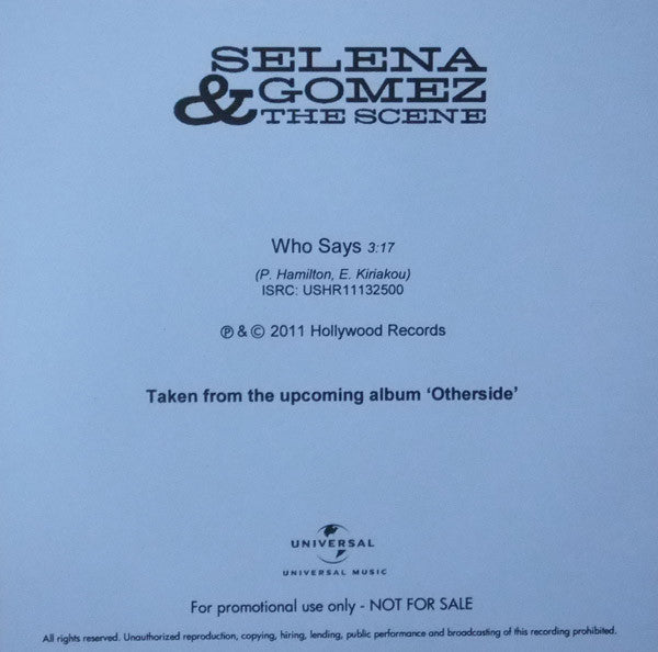 Selena Gomez & The Scene : Who Says (CDr, Single, Promo)