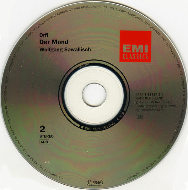Carl Orff, Wolfgang Sawallisch, Philharmonia Orchestra : Die Kluge Der Mond (2xCD, Comp, RE, RM)