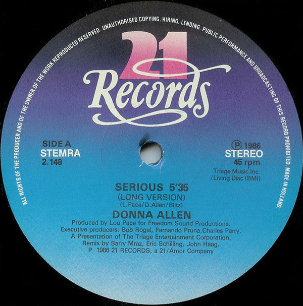 Donna Allen : Serious (12")