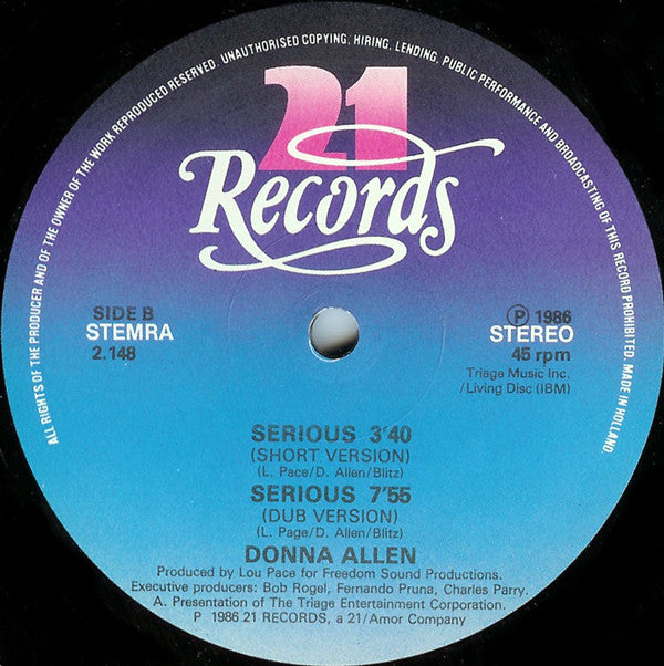Donna Allen : Serious (12")