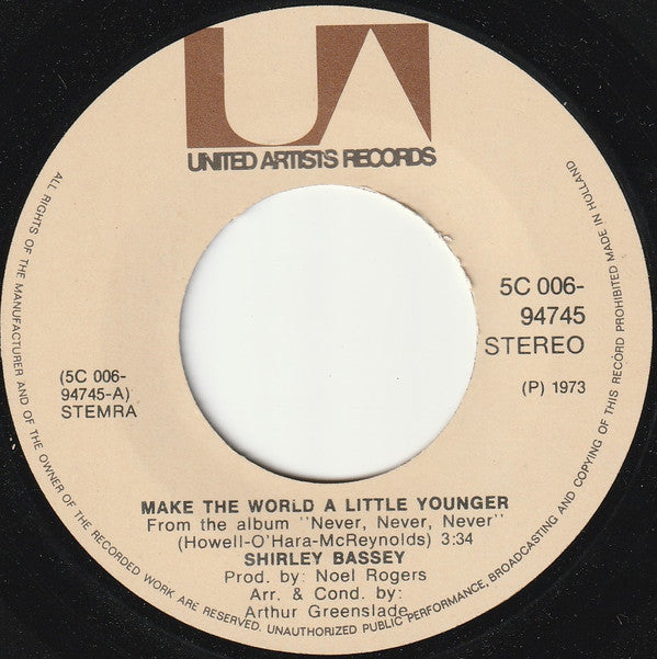 Shirley Bassey : Make The World A Little Younger (7", Single)