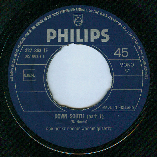 Rob Hoeke Boogie Woogie Quartet : Down South (Deel 1&2) (7", Single, Mono, RE)