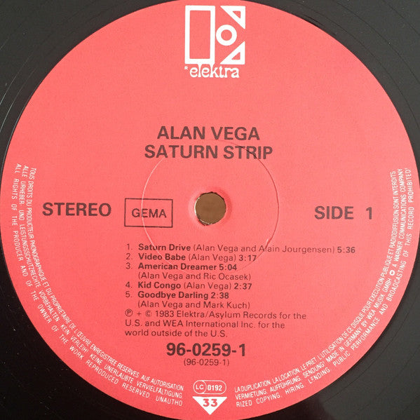Alan Vega : Saturn Strip (LP, Album)