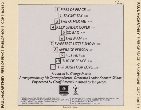 Paul McCartney : Pipes Of Peace (CD, Album)