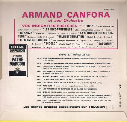 Armand Canfora Et Son Orchestre : Vos Indicatifs Préférés (7", EP)