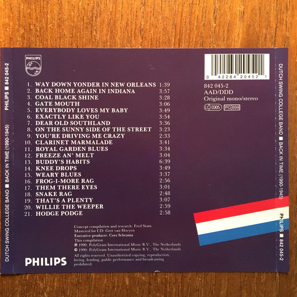The Dutch Swing College Band : Back In Time (1990-1945) (CD, Comp, Mono, RE)