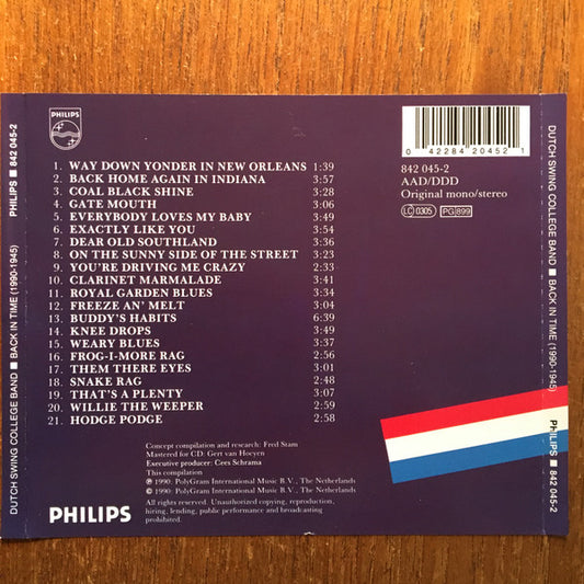 The Dutch Swing College Band : Back In Time (1990-1945) (CD, Comp, Mono, RE)
