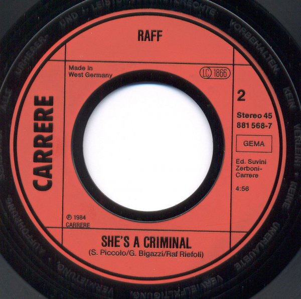 RAF (5) : Change Your Mind (7", Single)