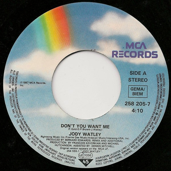 Jody Watley : Don't You Want Me (7", Single)