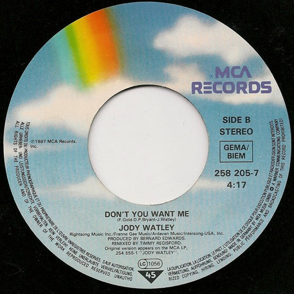 Jody Watley : Don't You Want Me (7", Single)