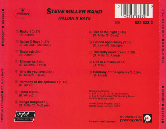 Steve Miller Band : Italian X Rays (CD, Album)