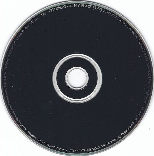 Coldplay : In My Place (CD, Single, Promo)