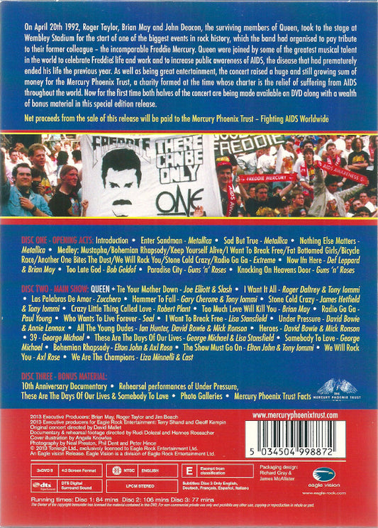 Queen + Various : The Freddie Mercury Tribute Concert (3xDVD-V, Multichannel, NTSC)