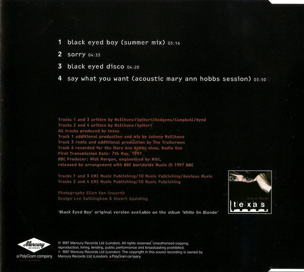 Texas : Black Eyed Boy (CD, Single)
