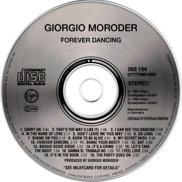 Giorgio Moroder : Forever Dancing (CD, Album, Mixed)