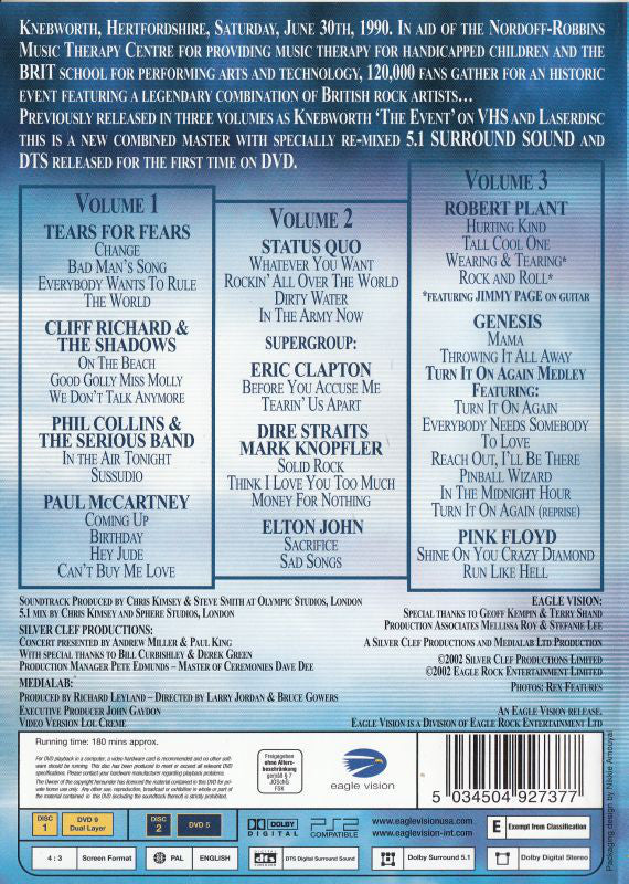 Various : Live At Knebworth - Parts One, Two & Three (2xDVD-V, Multichannel, PAL)