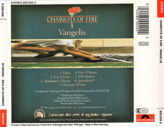 Vangelis : Chariots Of Fire (CD, Album, RE)