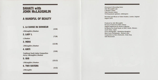 Shakti (2) With John McLaughlin : A Handful Of Beauty (CD, Album, RE, RM)