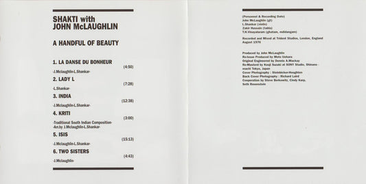 Shakti (2) With John McLaughlin : A Handful Of Beauty (CD, Album, RE, RM)
