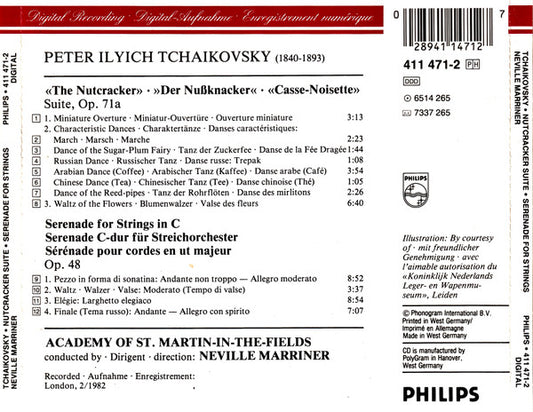 Pyotr Ilyich Tchaikovsky, The Academy Of St. Martin-in-the-Fields, Sir Neville Marriner : Nutcracker Suite · Nussknacker Suite - Serenade For Strings · Serenade Für Streicher (CD, Album, RE)