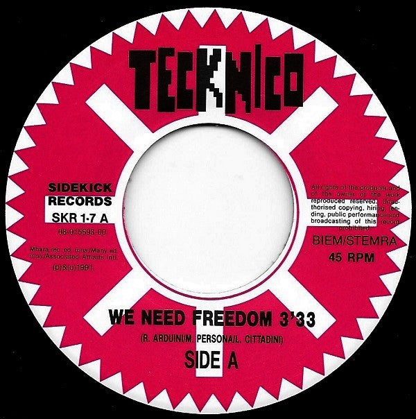 Tecknico : We Need Freedom (7", Single)
